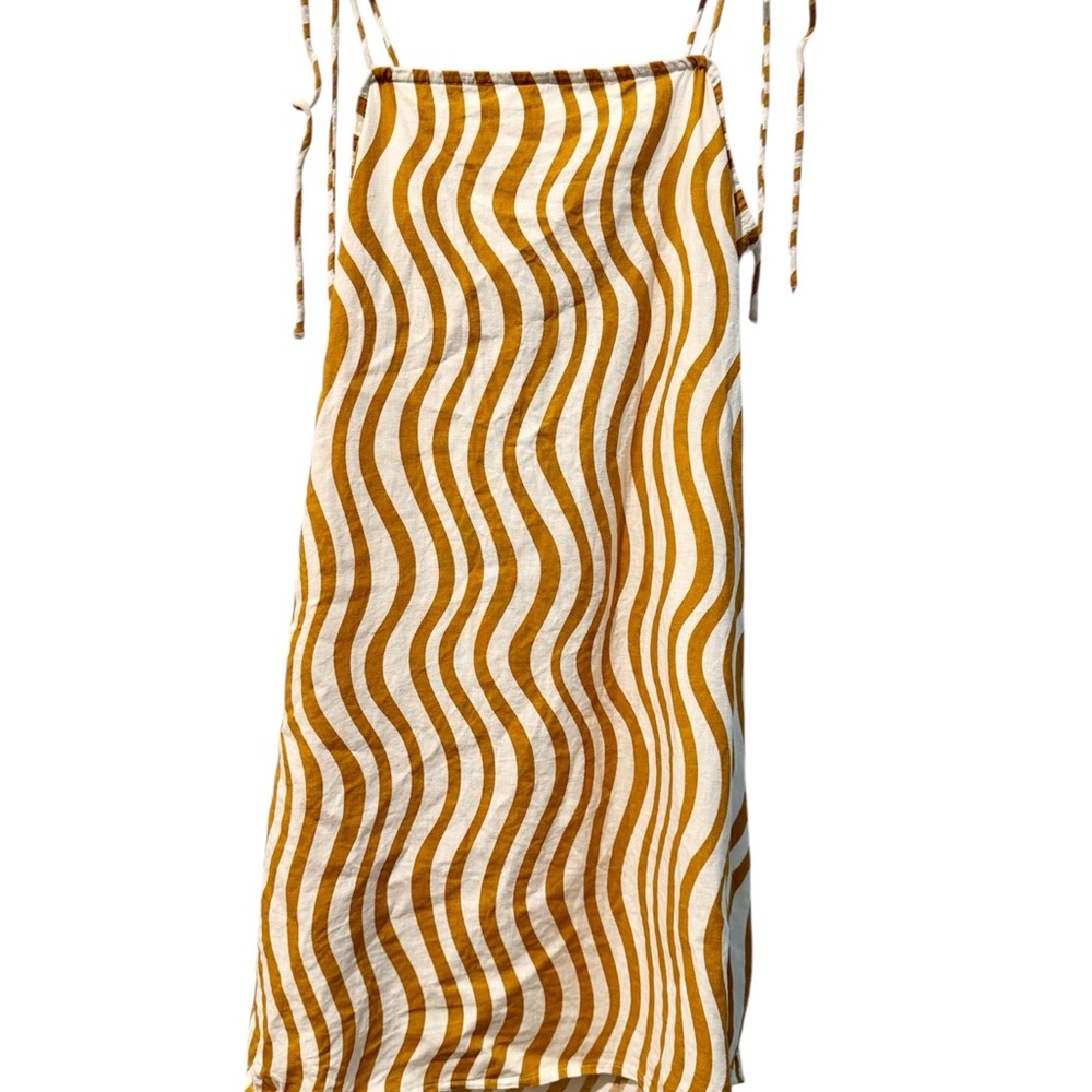 Striped Midi Dress in Mustard and White